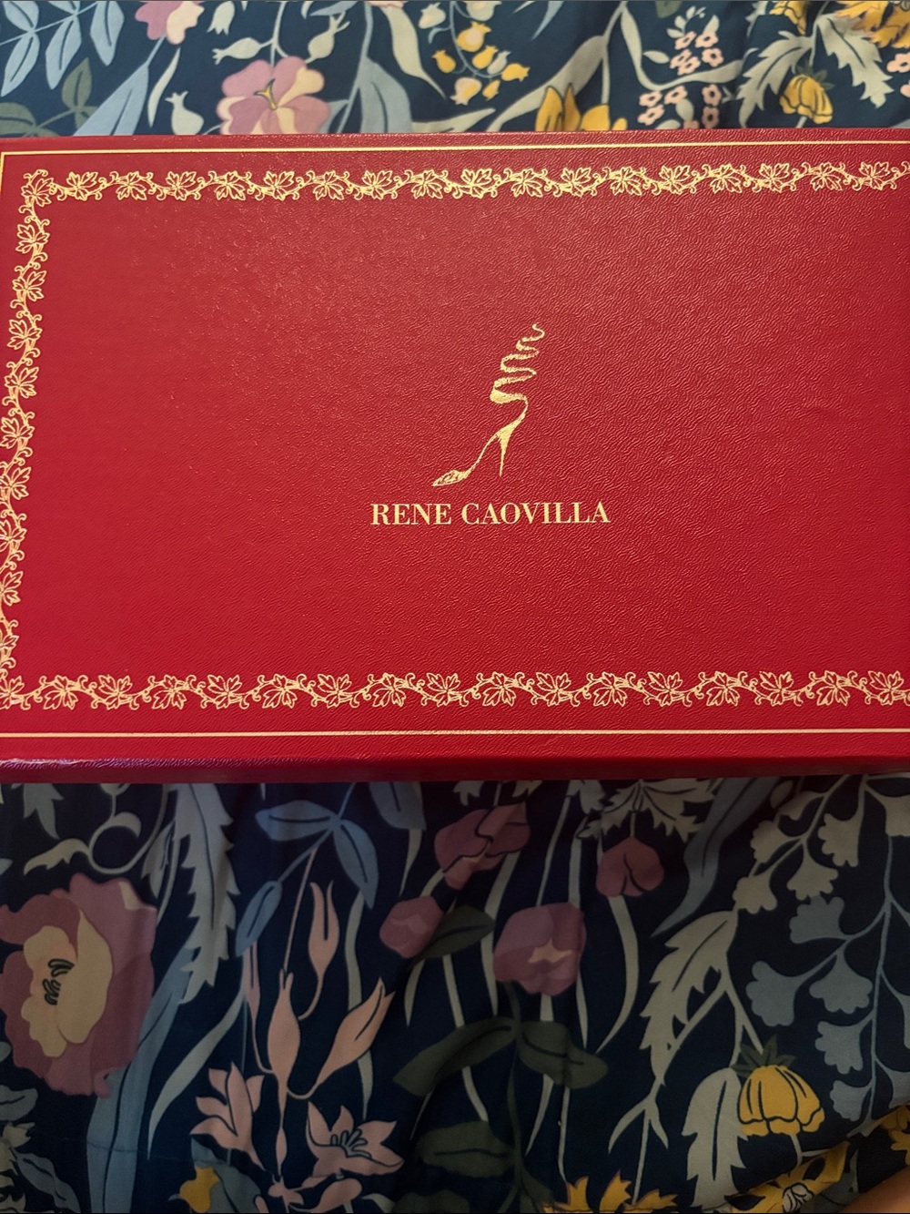 Rene Caovilla Red Box with Gold Foil Logo